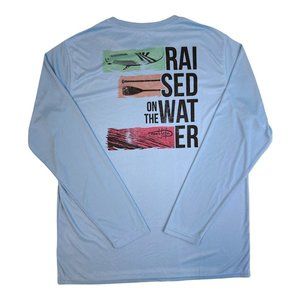 Reel Life Men's Sun Defender Lightweight Long Sleeve UV T-Shirt (Sky Blue, XL)